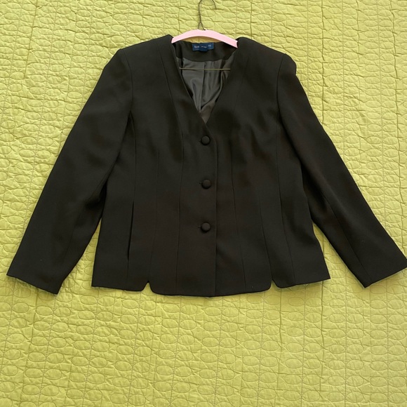 Karen Scott 2PC Suit VNeck Collarless Button Down Jacket & Sleeveless Dress Sz14 - Picture 9 of 12